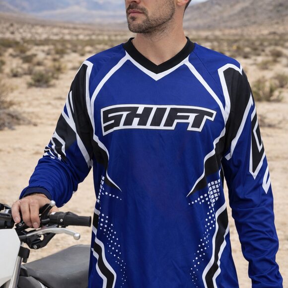 Shift Other - Shift Men’s Motorcycle Racing Jersey Blue & Black Long Sleeve Motocross – Size M